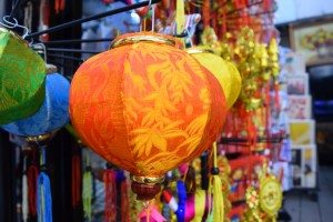 colorful lanterns decorate for Tet holiday in Vietnam Lunar New Year